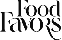 Zwart logo met de tekst "Food Favors" in een sierlijk lettertype.