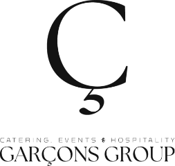 Logo van Garçons Group met de tekst "Catering, Events & Hospitality" en een grote letter C met het cijfer 5.