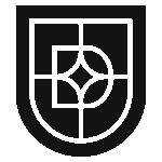 Zwart logo van Huyze Drost in de vorm van een schild met een gestileerd geometrisch patroon.