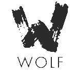 Logo van Wolf Atelier met een gestileerde zwarte letter W en de tekst "WOLF atelier" eronder.